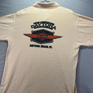 Harley Davidson Polo Shirt Mens Large Beige Daytona Beach FL Biker Motorcycle